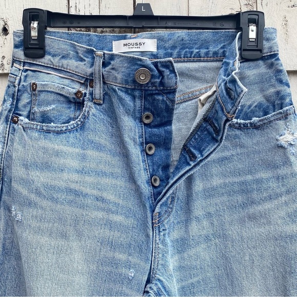 Moussy Vintage Tifton Wide Straight Light Blue Jeans - Picture 4 of 8